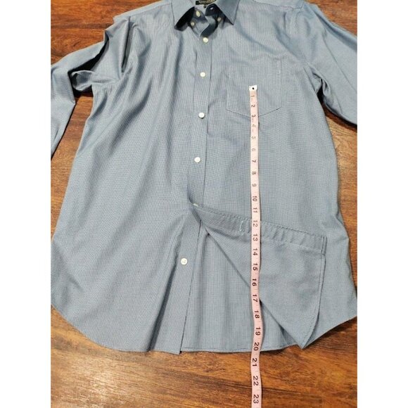 Banana Republic Slim Non-Iron Cotton Micro-Houndstooth Button-Down Shirt Blue L - Picture 11 of 12